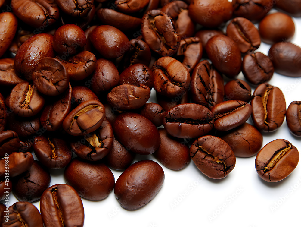 Naklejka premium coffee beans on a white background