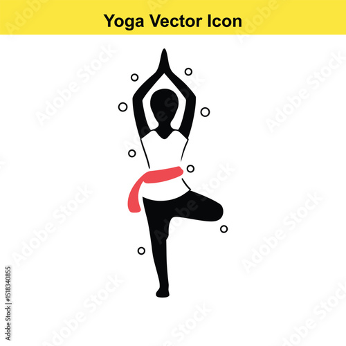 Yoga pose vector icon tree pose silhouette illustration
