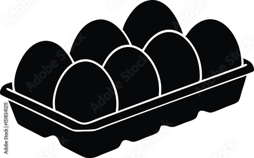egg carton with brown eggs silhouette