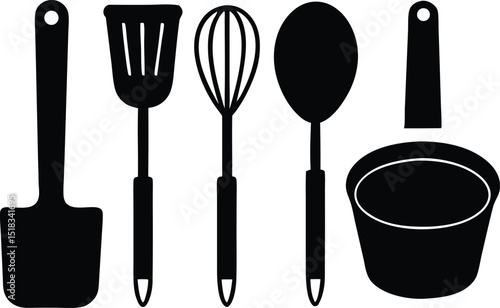 set of kitchen tools silhouettes
