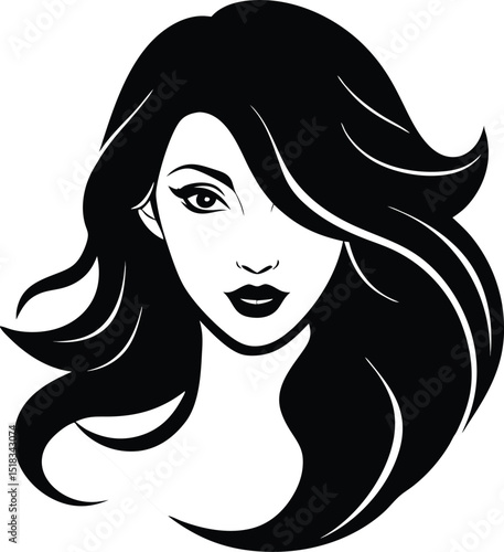  woman hair silhouette vector