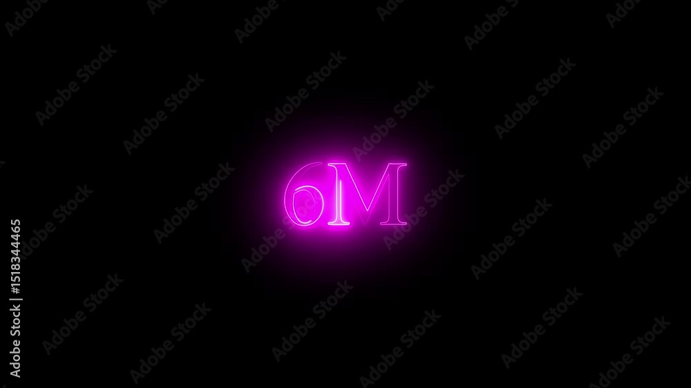 6m six million neon glowing text animation on black background 6m six million neon glowing text animation on black background