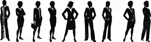 Wallpaper Mural Collection of Standing Black Business Women silhouette in different poses Torontodigital.ca