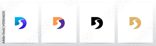 Road River Cutting Negative Space Letter Logo Design D