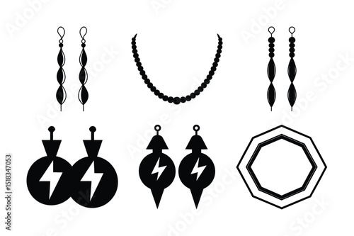 Golden Christmas and heart jewelry vector icon set