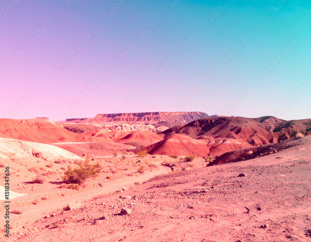 Fototapeta premium vibrant surreal desert landscape, minimal style