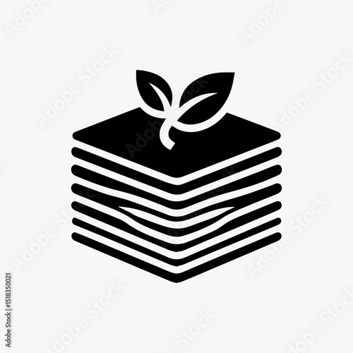 Minimalist black and white line art illustration of a delicious lasagna. Food concept