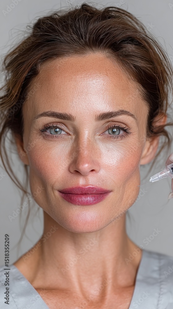 Skincare professional preparing for a cosmetic treatment in a modern clinic setting Skincare professional preparing for a cosmetic treatment in a modern clinic setting