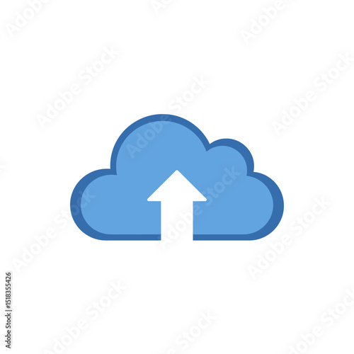 Cloud Upload Icon Flat Design Stylized Cloud Shape Showcasing Upward Arrow For Data Transfer Or Backup UI