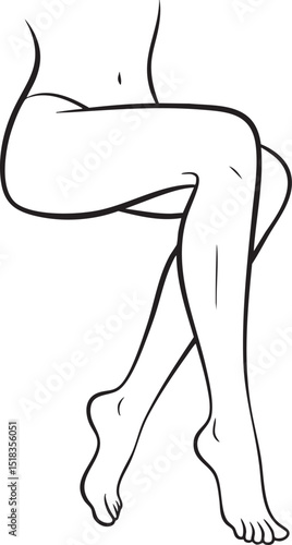 Elegant Line Art Depicting the Torso and Legs of a Woman in a Seated Position