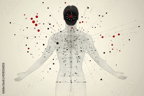 Illustration of Acupuncture Meridian Points for Understanding Anatomy and Promoting Health Awareness