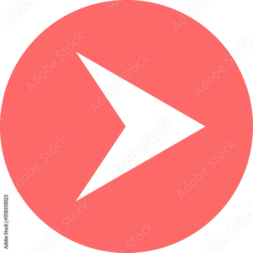 Free Download White arrow pointing right in a red circle indicating direction, simple design for websites and apps, conceptual image for decision making, progress, and moving forward - GFXLoad