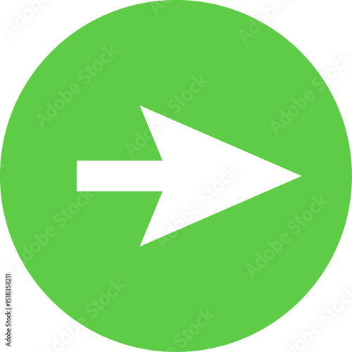 Free Download White arrow pointing to the right on a green circle background, simple graphic design element ideal for indicating direction, movement, or progress - GFXLoad