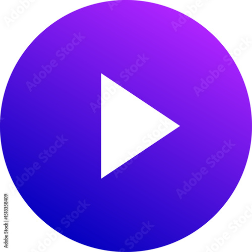 Play symbol pointing to the right over a gradient purple and blue circular background, representing a multimedia playback control for starting a video or audio file