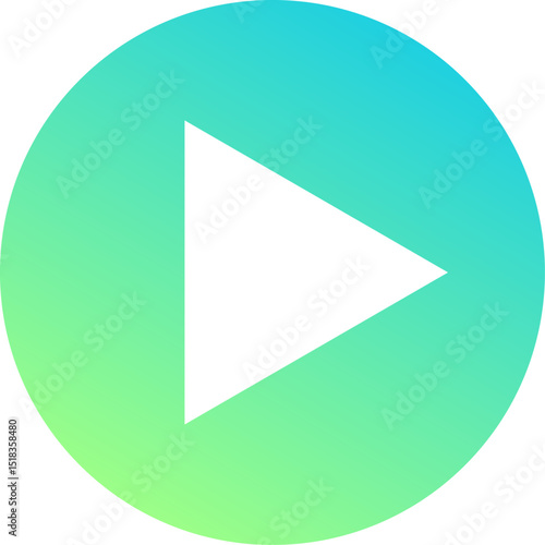 Free Download White play symbol pointing right on a gradient green and blue circle background, representing concepts of starting and controlling media playback for multimedia projects - GFXLoad