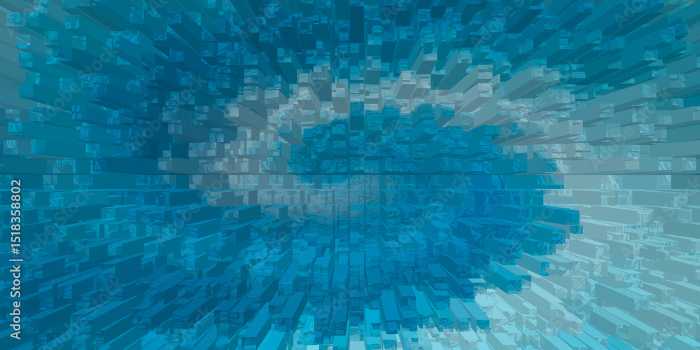 Abstract blue cuboid structure digital art Abstract blue cuboid structure digital art