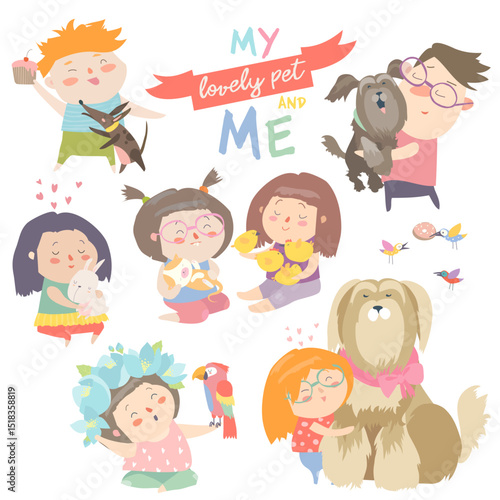 Hand-drawn cute cartoon animal poster templates, interesting children's flat vector illustrations, and cheerful festival backgrounds