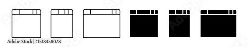 Conjunto de iconos de ventana del navegador. Página web de distintos tamaños, vista cuadrada, móvil, ventana horizontal. Ilustración vectorial