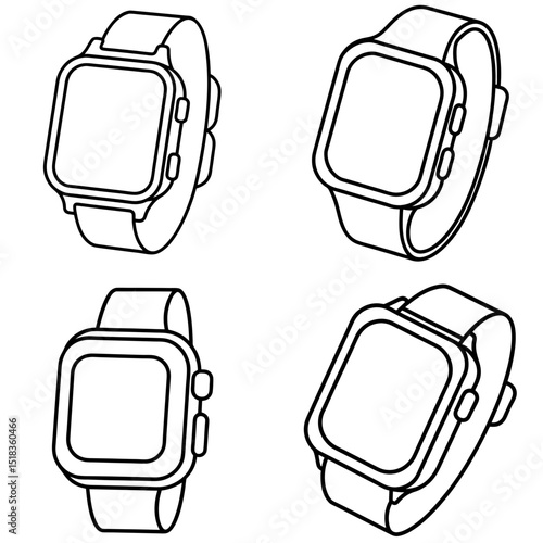 Vector collection of wristwatches in outline style for fashion and lifestyle branding