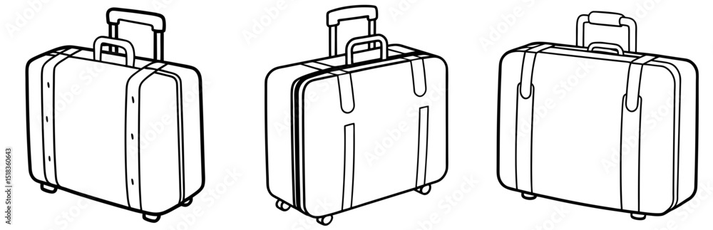 Vector collection of travel suitcases in outline style for travel and tourism branding Vector collection of travel suitcases in outline style for travel and tourism branding