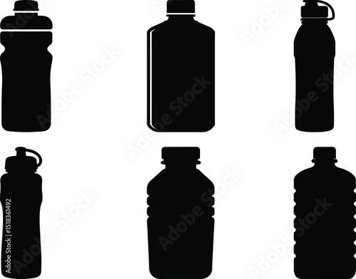 Various bottle shapes for hydration sports and common water containers design