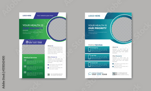 Postcard Design Medical healthcare flyer template, medical services promotion poster design, A4 Size, Poster, Corporate Business Flyer Design medical brochure design, flyer, leaflet illustration.