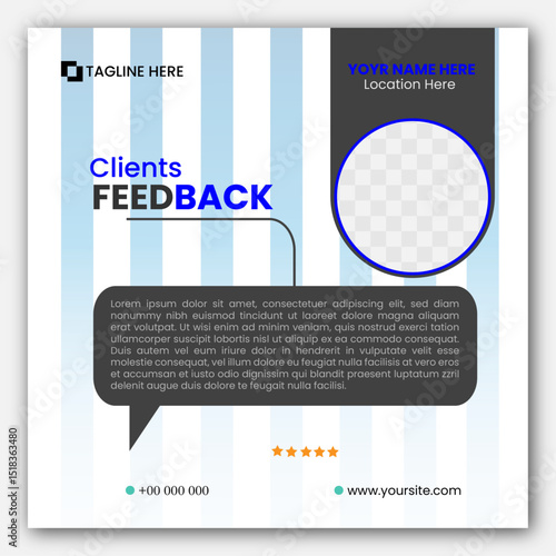 Client Reviews banner template. Testimonial template design. Usable for social media post, card, and web ad.