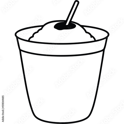 Chia Seed Pudding Cup line art 