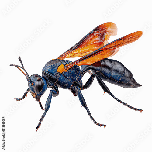 Vibrant Blue and Orange Tarantula Hawk Wasp