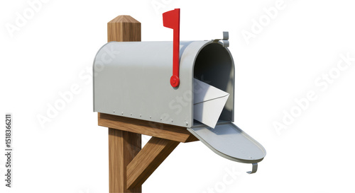 Isolated Mailbox with Letter