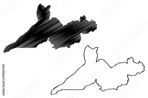 Rio Branco City and Municipality (Federative Republic of Brazil, Acre State) map vector illustration, scribble sketch City of Rio Branco map