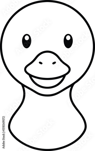 Adorable Cartoon Duckling Illustration Simple Line Drawing of a Happy Duck Face