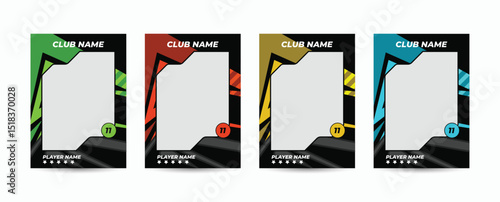 Set of player trading card template, Photo frame and border collection for soccer, hockey, volleyball, and basketball players, Sport flyer layout design, Template eps 10.