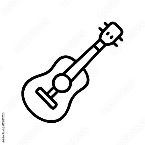 Ukulele illustration in minimalist style with simple lines  