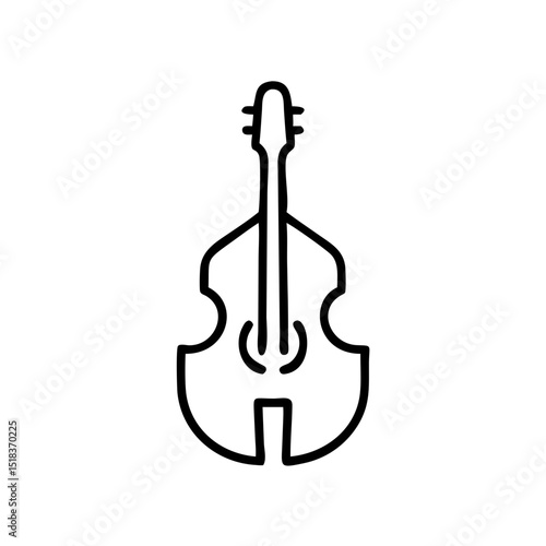 Outline of double bass musical instrument in minimalist style  