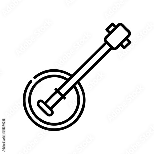 Banjo illustration in minimalist style with a circular design