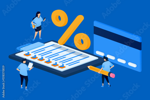 Illustration of a checklist for credit card application approval, designed for banking apps, loan services, financial advisors, and personal finance educational materials.
