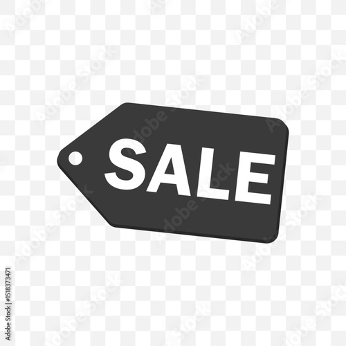 Black sale tag designed with bold white letters showcasing the word sale in simple style. Vector illustration