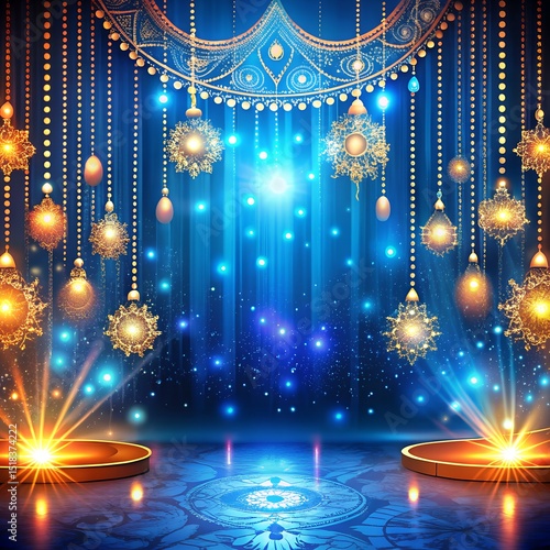 Indian Festival diwali background with snowflakes