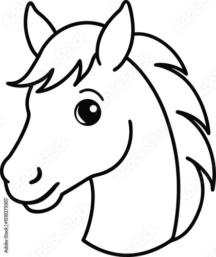 Adorable Horse Head Line Art Simple and Cute Equine Illustration