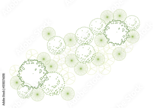 architecture drawing plant tree top view plan greenery vegetation vector. design nature architectural landscape set element illustration bush garden flora sapling minimal. architect isolated.