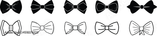unique bow tie vector set, bow tie silhouette design.