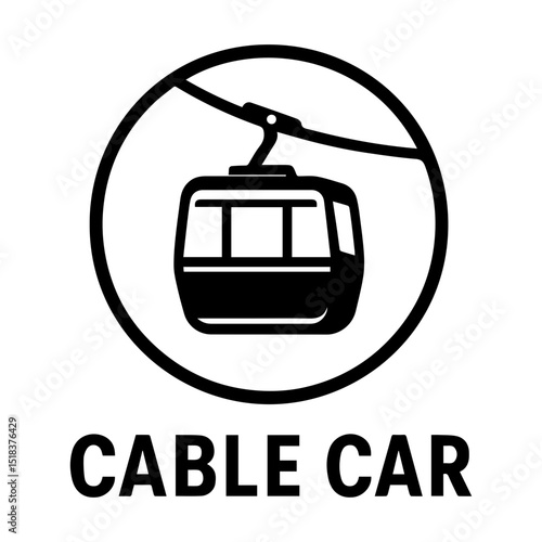 Cable car icon with transparent background aerial transport mountain vehicle symbol
