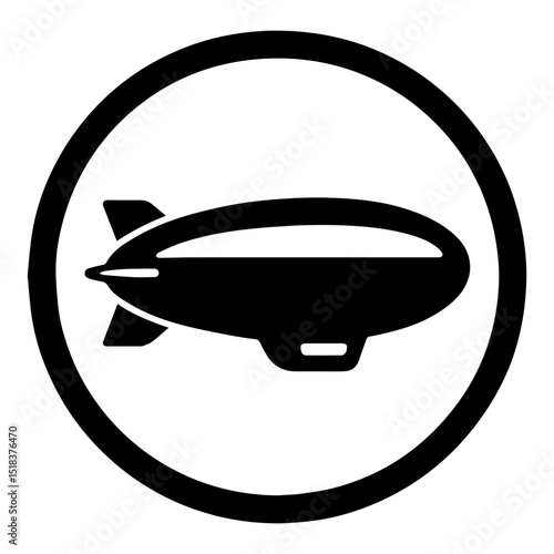 Zeppelin icon with transparent background airship lighter than air aircraft transport symbol
