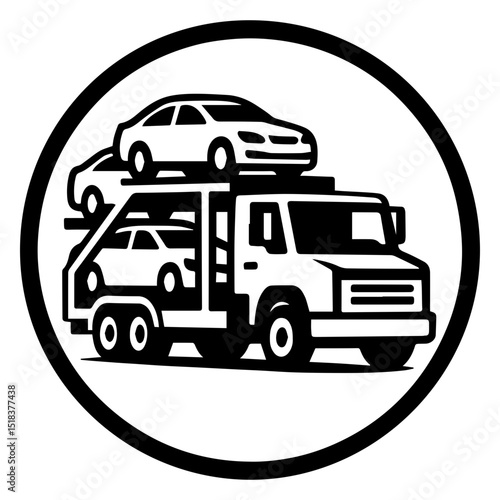 Car carrier trailer icon with transparent background vehicle transport flatbed truck cargo transport symbol
