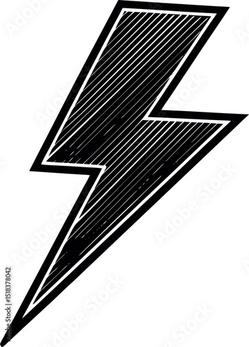 neon lightning bolt in chrome Shallotte on white background