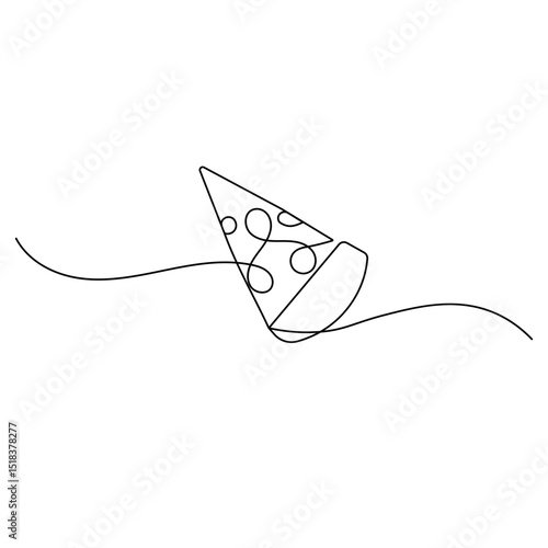 Pizza slice continuous one line drawing outline vector icon