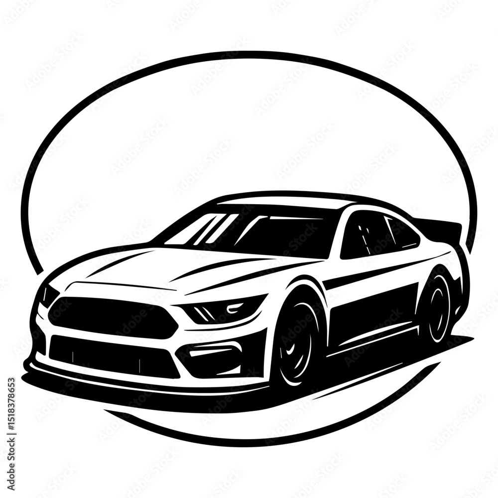 Fototapeta premium Stock car icon with transparent background high speed oval racing vehicle motorsport symbol 
