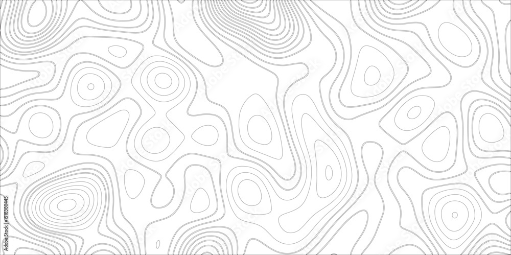 Fototapeta premium Ocean topographic line map with curvy wave isolines vector illustration. Abstract topographic contours map background, Vector contour topographic map. Cartography texture abstract banner use. 