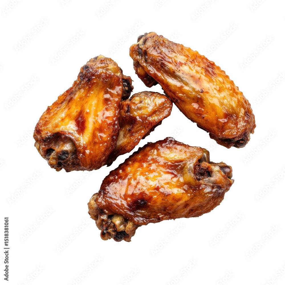 Crispy fried chicken wings, serving of crispy fried chicken wings, isolated on transparent background Crispy fried chicken wings, serving of crispy fried chicken wings, isolated on transparent background